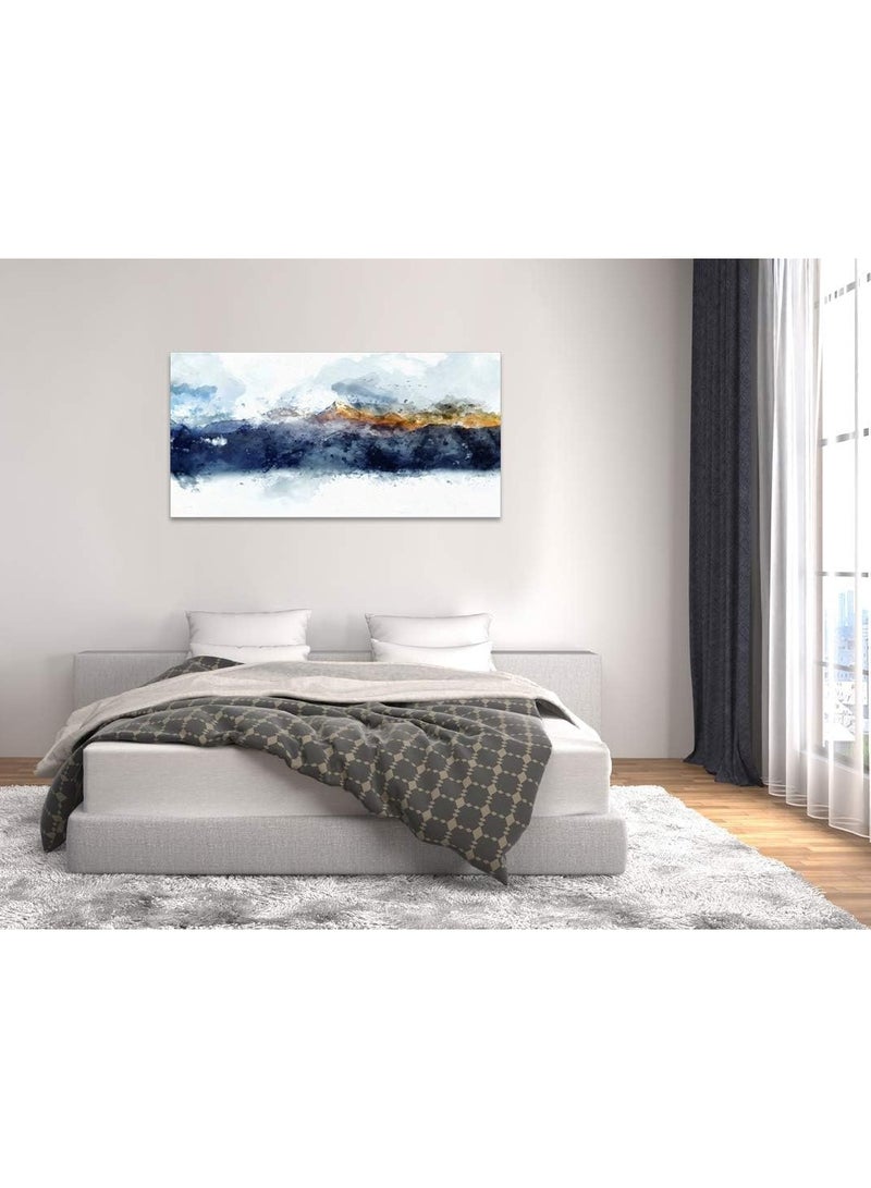 Today Idea Today Idea Navy Blue Mountains Print Poster Picture Artworks | Abstract Canvas Wall Art for Office Bedroom Living Room | Modern Wall Decor Framed Ready to Hang 20"x40"x 1 Pieces  - Image 2