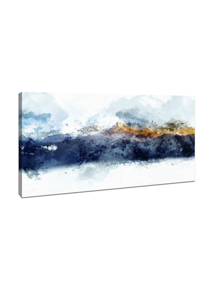 Today Idea Today Idea Navy Blue Mountains Print Poster Picture Artworks | Abstract Canvas Wall Art for Office Bedroom Living Room | Modern Wall Decor Framed Ready to Hang 20"x40"x 1 Pieces  - Image 1