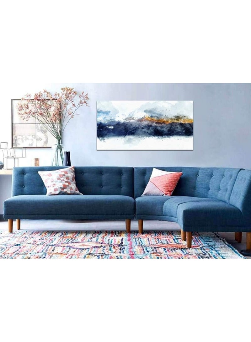 Today Idea Today Idea Navy Blue Mountains Print Poster Picture Artworks | Abstract Canvas Wall Art for Office Bedroom Living Room | Modern Wall Decor Framed Ready to Hang 20"x40"x 1 Pieces  - Image 3