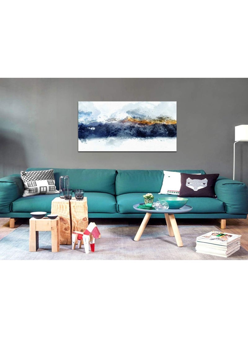 Today Idea Today Idea Navy Blue Mountains Print Poster Picture Artworks | Abstract Canvas Wall Art for Office Bedroom Living Room | Modern Wall Decor Framed Ready to Hang 20"x40"x 1 Pieces  - Image 4