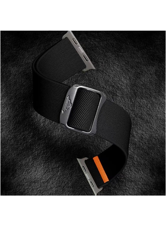 HL-Tech Soft Nylon Elastic Braided Strap, Smart Watch Watchband for Apple Watch Ultra 2/3, Apple Watch Series 11/10/9/8/7/6/5/4/3/SE Black, 42/44/45/46/49mm - Image 3