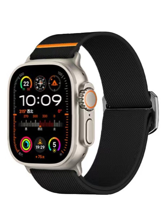 HL-Tech Soft Nylon Elastic Braided Strap, Smart Watch Watchband for Apple Watch Ultra 2/3, Apple Watch Series 11/10/9/8/7/6/5/4/3/SE Black, 42/44/45/46/49mm - Image 2