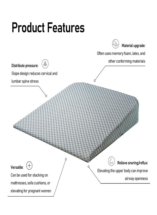 DOMSCIEN Ultra-Length Wedge Pillow- Eases Sleep Apnea, Heartburn & Back Pain 5" High Tall Relief Cushion Back Support Reading Post-Surgery Recovery Bed-Top Pillow Washable Cover(Grey) - Image 4