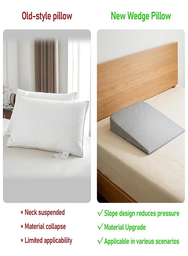 DOMSCIEN Ultra-Length Wedge Pillow- Eases Sleep Apnea, Heartburn & Back Pain 5" High Tall Relief Cushion Back Support Reading Post-Surgery Recovery Bed-Top Pillow Washable Cover(Grey) - Image 3