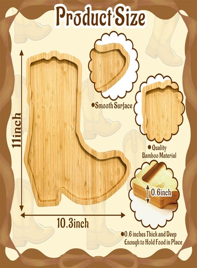 إيزما قطعة واحدة من ألواح تقديم الطعام الخشبية على شكل أحذية رعاة البقر، مثالية لحفلات استقبال المولود الجديد، مع زينة على شكل أحذية أو فيونكات، ومستلزمات الكشف عن جنس المولود، وأدوات مائدة، وصينية تقديم طعام قابلة للتعبئة لحفلات رعاة البقر، وهدية مثالية لحفلات رعاة البقر. - Image 4