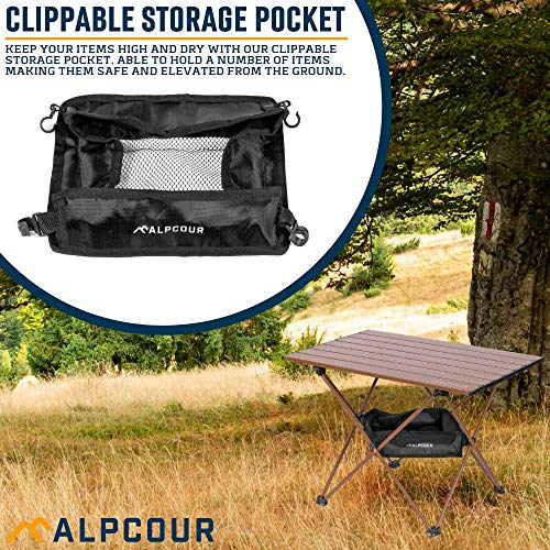 Alpcour Portable Camping Table – Lightweight, Compact Folding Side Table in a Bag with Aluminum Top & Heavy Duty Hinge for Easy Travel & Storage – Great for Outdoor BBQ, Backpacking, Tailgate & More - Image 5