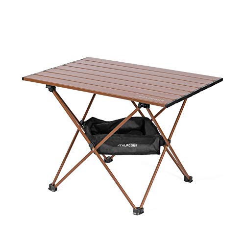 Alpcour Portable Camping Table – Lightweight, Compact Folding Side Table in a Bag with Aluminum Top & Heavy Duty Hinge for Easy Travel & Storage – Great for Outdoor BBQ, Backpacking, Tailgate & More - Image 1
