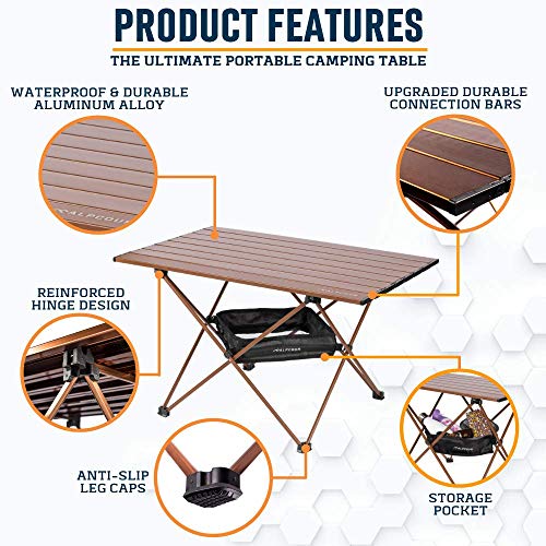 Alpcour Portable Camping Table – Lightweight, Compact Folding Side Table in a Bag with Aluminum Top & Heavy Duty Hinge for Easy Travel & Storage – Great for Outdoor BBQ, Backpacking, Tailgate & More - Image 2