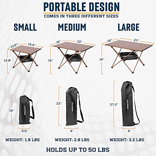 Alpcour Portable Camping Table – Lightweight, Compact Folding Side Table in a Bag with Aluminum Top & Heavy Duty Hinge for Easy Travel & Storage – Great for Outdoor BBQ, Backpacking, Tailgate & More - Image 3