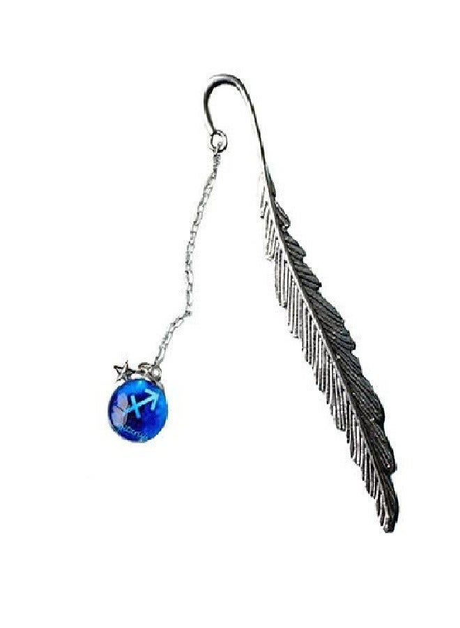 قطعة معدن أبداعية التصميم بوك مارك  على شكل ريشة  بها قلاده برج القوس لون فضي