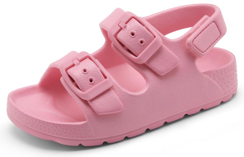 INMINPIN Toddler Boys Girls Buckle Sandals Comfort Open Toe Sandal with Adjustable Back Strap, Pink, 6 Toddler - Image 1