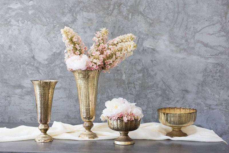 Accent Decor Distressed Gold Metal Compote Bowl | Gold Compote Vase l Lita Metal Vase l Indoor and Outdoor Compote for Any Event - Image 4