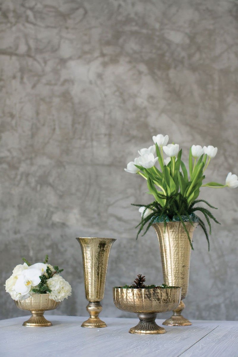 Accent Decor Distressed Gold Metal Compote Bowl | Gold Compote Vase l Lita Metal Vase l Indoor and Outdoor Compote for Any Event - Image 5