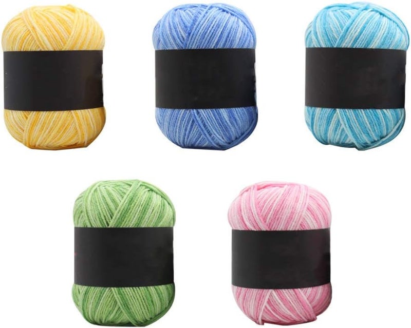 comfrt 5 Rolls Soft Cotton Yarn Knitting Yarn Crochet Yarn for Crafting DIY Sweater Blanket Scarf Picture 1 Yarn Bundles - Image 1