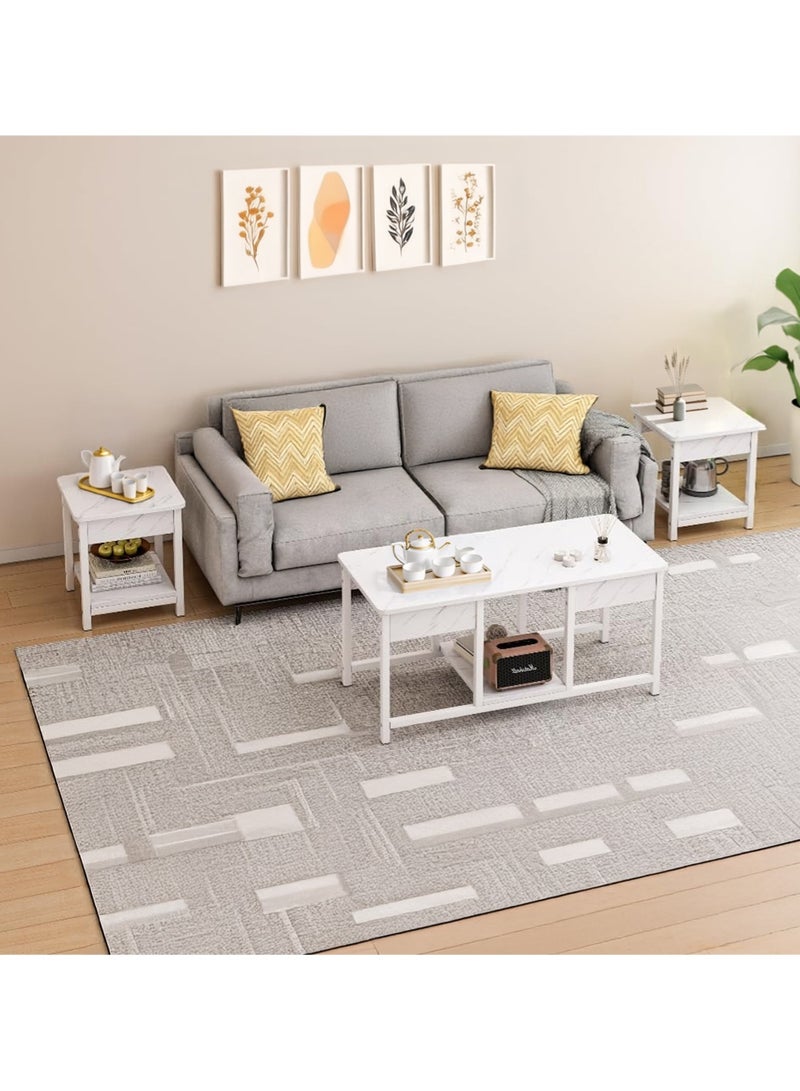 إيه جي دي طاولات قهوة متداخلة من 3 قطع، طاولات جانبية قابلة للتكديس لغرفة المعيشة، وطاولة تلفزيون، تخزين مفتوح - Image 1