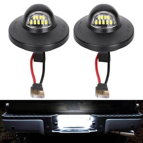 LED License Plate Light Tag Lights Assembly Compatible with Ford F150 F250 F350 F450 F550 Superduty Ranger Explorer Bronco Excursion Expedition6000K White 2PCS Black