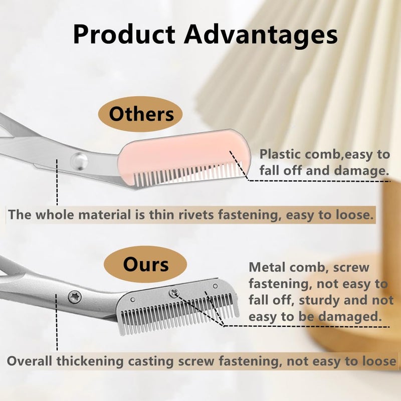 Sclwlkeyxgs Eyebrow Comb Trimmer-Scissors, Eyebrow Scissors with Comb, Eyebrow trimmer for men/women,Eye brow razors, With brush - Image 4