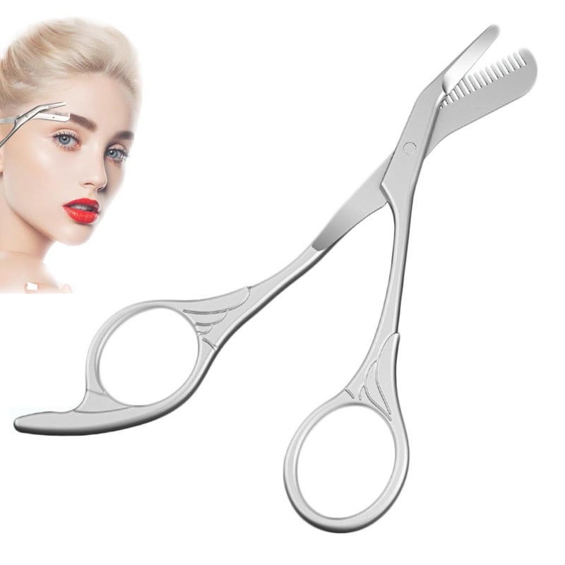 Sclwlkeyxgs Eyebrow Comb Trimmer-Scissors, Eyebrow Scissors with Comb, Eyebrow trimmer for men/women,Eye brow razors, With brush - Image 1
