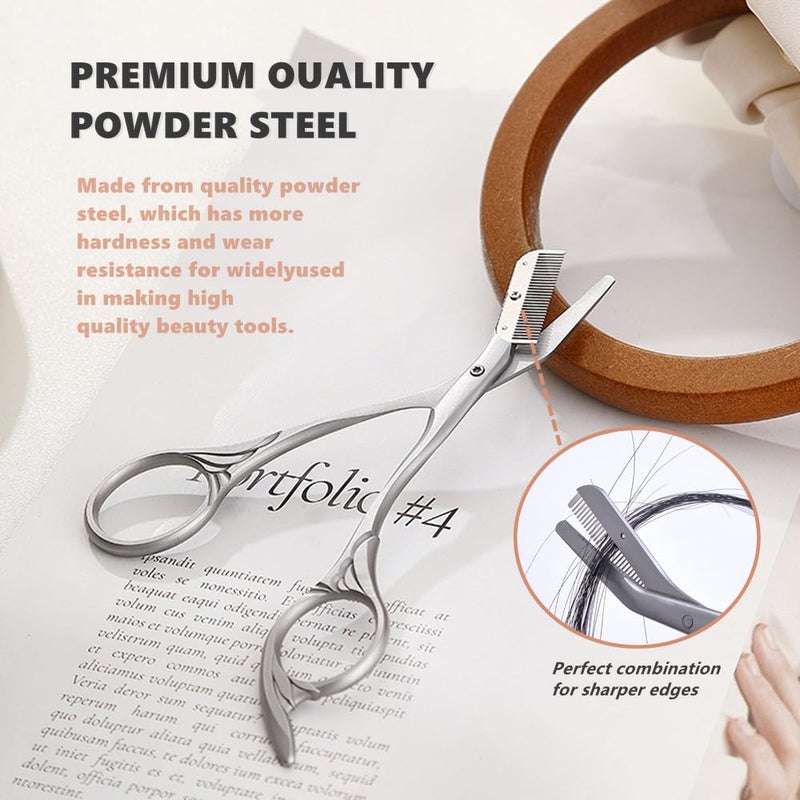 Sclwlkeyxgs Eyebrow Comb Trimmer-Scissors, Eyebrow Scissors with Comb, Eyebrow trimmer for men/women,Eye brow razors, With brush - Image 3