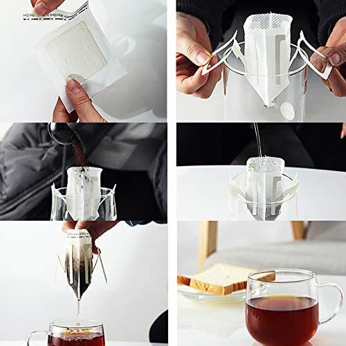 Ergonflow 50Pcs Portable Coffee Filter Paper Bag Hanging Ear Drip Coffee Bag Single Serve Disposable Drip Coffee Filter Bag Perfect for Travel, Camping, Home, Office - Image 4