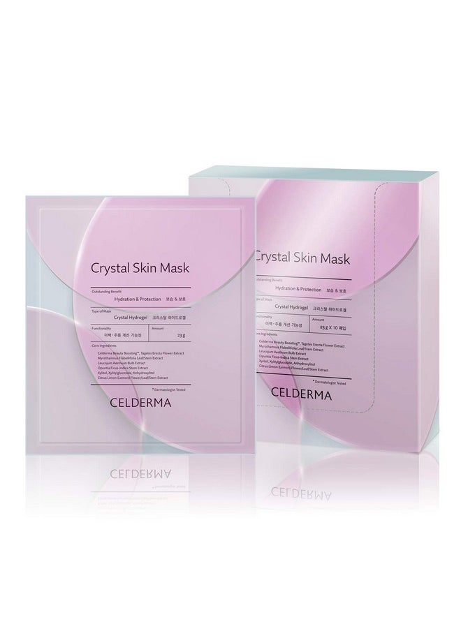 CELDERMA - Crystal Skin Mask [10Pcs] Korean Hydrogel Collagen Mask Pack For Dry Skin, Song Ji Hyo Face Skincare Mask - Image 1