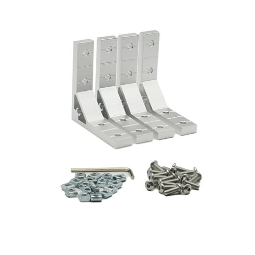 Iverntech 4pcs 78x78mm Corner Bracket for 2020 Aluminum Extrusion Profile, 4 Hole Inside Strong Support Corner Brackets Gusset with 16Pcs M5 Screws + 16Pcs M5 T Nuts - Image 1