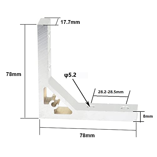 Iverntech 4pcs 78x78mm Corner Bracket for 2020 Aluminum Extrusion Profile, 4 Hole Inside Strong Support Corner Brackets Gusset with 16Pcs M5 Screws + 16Pcs M5 T Nuts - Image 2