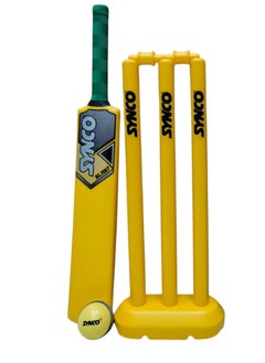 synco SYNCO Kids Cricket Set – Size 3 | Moulded Plastic Bat with Rubber Grip, Soft Ball & Wicket Stumps | All-Weather Play Set for Children Ages 4-8  - Image 3