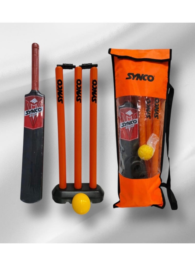 سينكو مجموعة كريكيت للأطفال من سينكو - مقاس ٣ | مضرب بلاستيكي مصبوب بمقبض مطاطي، وكرة لينة، وأعمدة ويكيت | مجموعة لعب مناسبة لجميع الأحوال الجوية للأطفال من سن ٤ إلى ٨ سنوات - Image 1