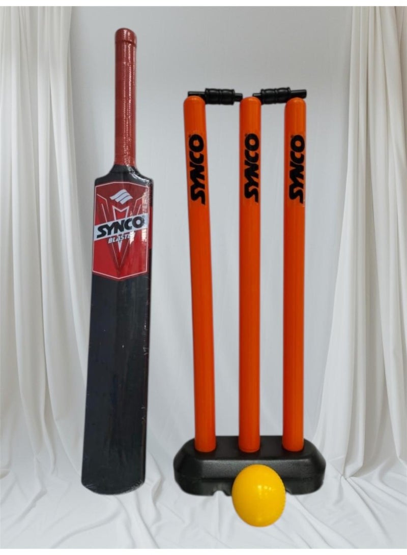 سينكو مجموعة كريكيت للأطفال من سينكو - مقاس ٣ | مضرب بلاستيكي مصبوب بمقبض مطاطي، وكرة لينة، وأعمدة ويكيت | مجموعة لعب مناسبة لجميع الأحوال الجوية للأطفال من سن ٤ إلى ٨ سنوات - Image 2