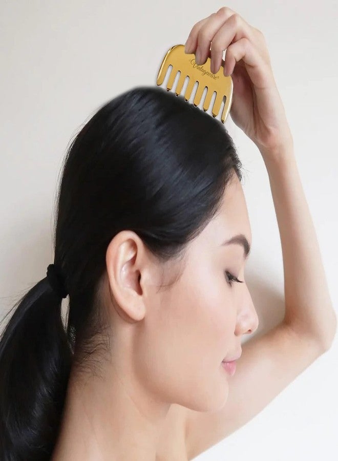 Vintageware® Dual Side Kansa Wand, Bronze Comb, Copper Gua Sha and Kansa Face Roller - Ayurvedic Massage Tools for Relaxation, Detox, Hair Growth, and Anti-Aging Skincare - Image 3