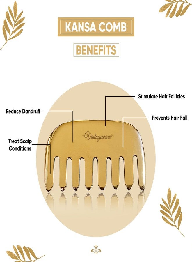 Vintageware® Dual Side Kansa Wand, Bronze Comb, Copper Gua Sha and Kansa Face Roller - Ayurvedic Massage Tools for Relaxation, Detox, Hair Growth, and Anti-Aging Skincare - Image 5