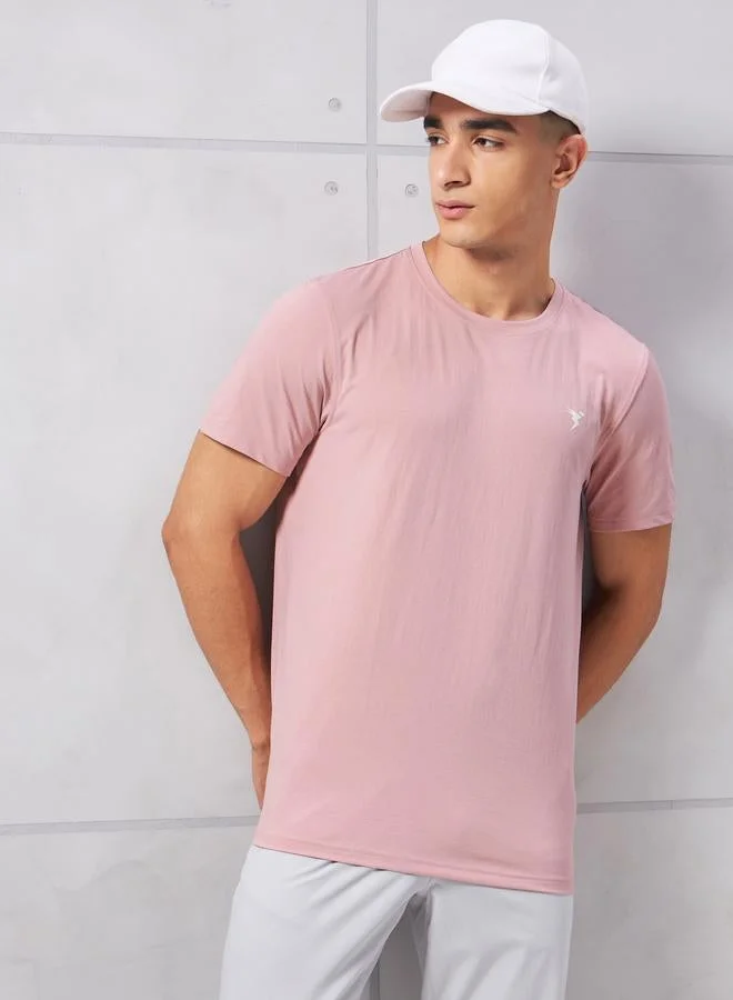 Technosport Men Solid Crew Neck Slim Fit T-Shirt