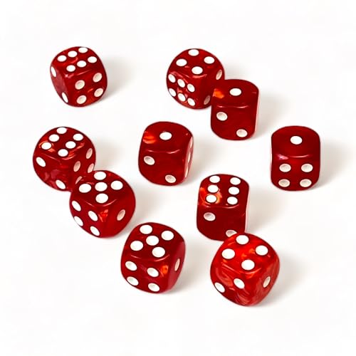 Luck Lab 10 Piece D6 Dice Pack Acrylic Dice for RPG MTG DND Table Games and Board Games Red Pearl - Image 5