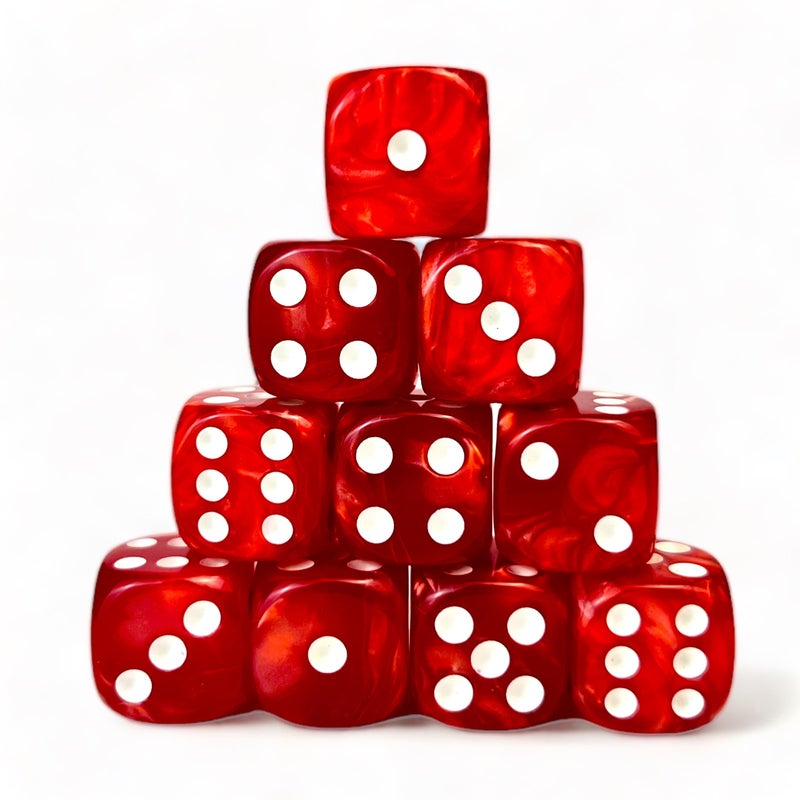 Luck Lab 10 Piece D6 Dice Pack Acrylic Dice for RPG MTG DND Table Games and Board Games Red Pearl - Image 3