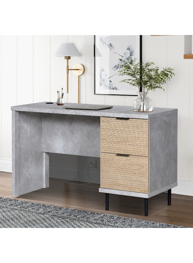 Home Box مكتب دراسة رمادي مع 2 درج لمكتب المنزل - Image 1