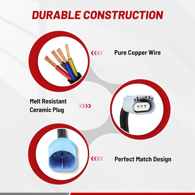 RED WOLF 9004 HB1 9007 HB5 to H13 9008 Headlight Extension Wiring Harness Socket Fog Light Headlamp Conversion Retrofit Fit 1994-2007 Ford F150, Dodge Ram 1500 2500 3500 Male Female Connector - Image 5