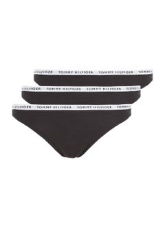 TOMMY HILFIGER Women's 3-Pack Logo Waistband Briefs Underwear Bottoms, Black  - Image 1