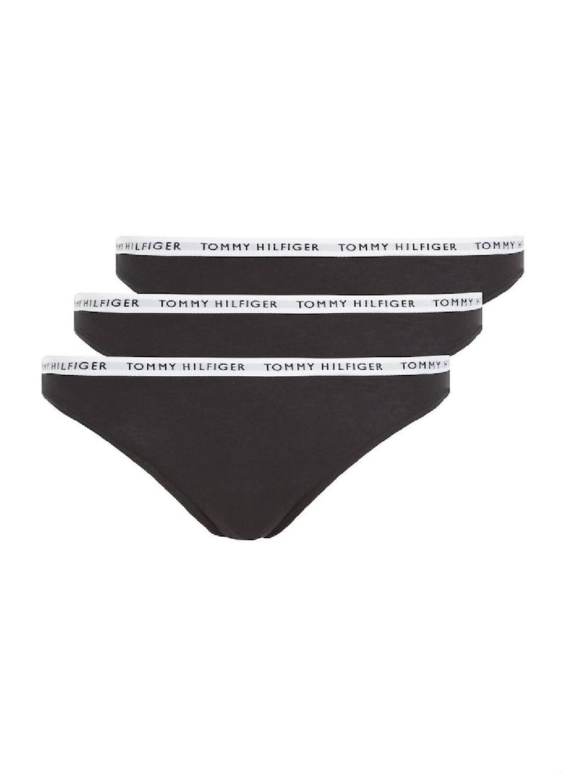 TOMMY HILFIGER Women's 3-Pack Logo Waistband Briefs Underwear Bottoms, Black  - Image 1
