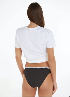 TOMMY HILFIGER Women's 3-Pack Logo Waistband Briefs Underwear Bottoms, Black  - Image 3