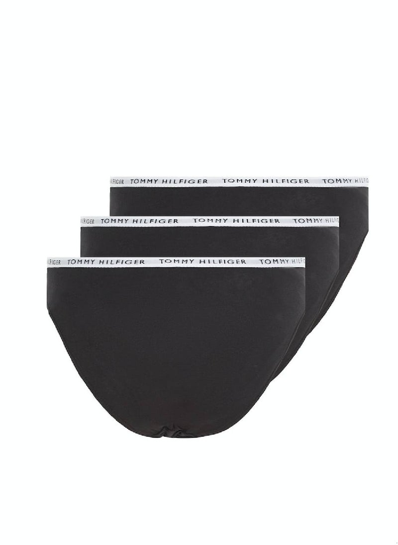 TOMMY HILFIGER Women's 3-Pack Logo Waistband Briefs Underwear Bottoms, Black  - Image 5