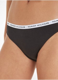 TOMMY HILFIGER Women's 3-Pack Logo Waistband Briefs Underwear Bottoms, Black  - Image 4