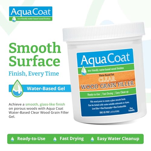 AquaCoat Aqua Coat Water-Based Clear Wood Grain Filler Gel, Fast-Drying, Low Odor, Low VOC, Sandable, Stainable & Paintable, Easy Water Cleanup, Glossy Finish, 16 oz - Image 2