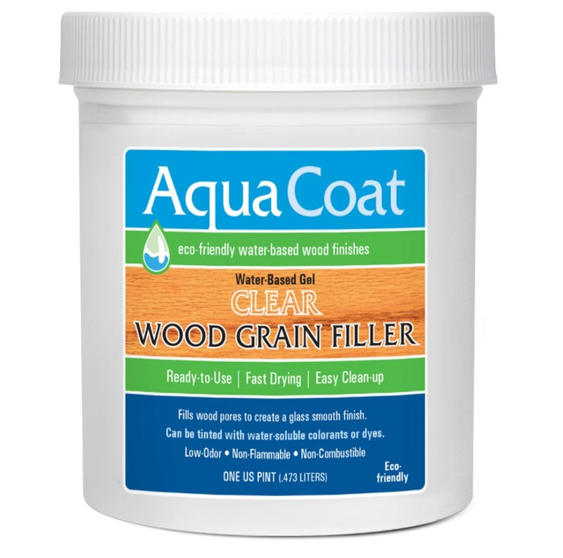 AquaCoat Aqua Coat Water-Based Clear Wood Grain Filler Gel, Fast-Drying, Low Odor, Low VOC, Sandable, Stainable & Paintable, Easy Water Cleanup, Glossy Finish, 16 oz - Image 1