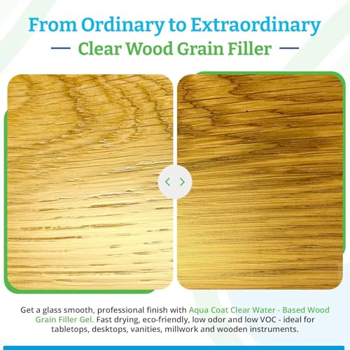 AquaCoat Aqua Coat Water-Based Clear Wood Grain Filler Gel, Fast-Drying, Low Odor, Low VOC, Sandable, Stainable & Paintable, Easy Water Cleanup, Glossy Finish, 16 oz - Image 4