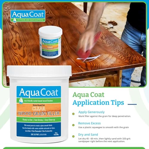 AquaCoat Aqua Coat Water-Based Clear Wood Grain Filler Gel, Fast-Drying, Low Odor, Low VOC, Sandable, Stainable & Paintable, Easy Water Cleanup, Glossy Finish, 16 oz - Image 5