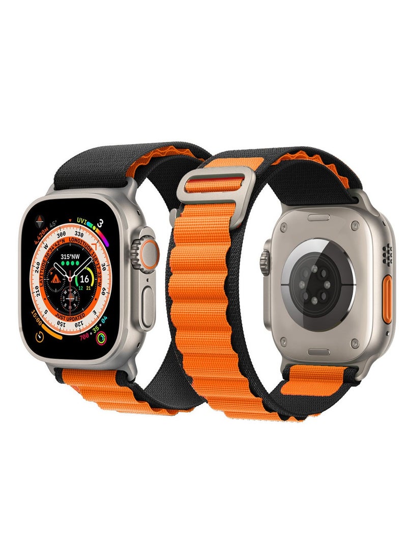 CATANES Alpine Loop Band for Apple Watch Band 49mm 45mm 44mm 42mm Adjustable with Metal G-Hook Strap Black Orange - Image 5