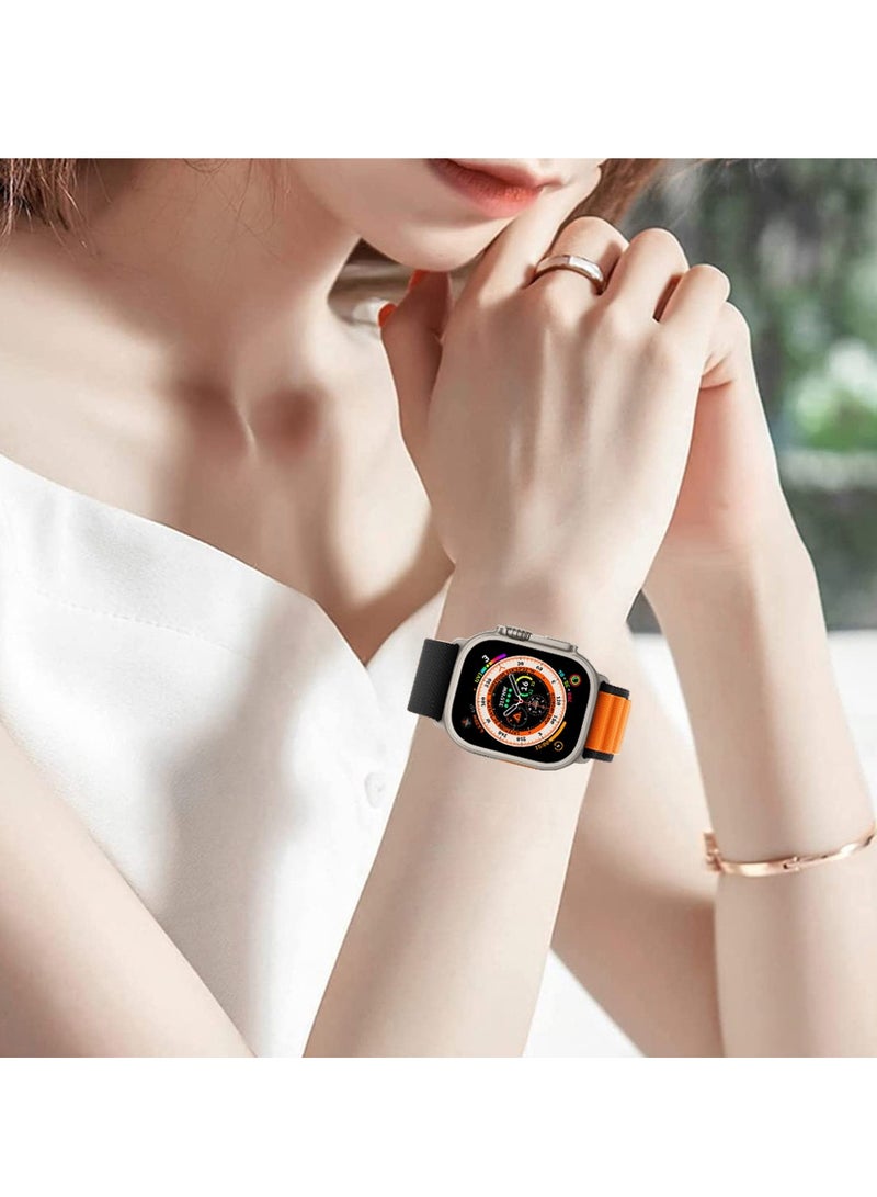 CATANES Alpine Loop Band for Apple Watch Band 49mm 45mm 44mm 42mm Adjustable with Metal G-Hook Strap Black Orange - Image 3