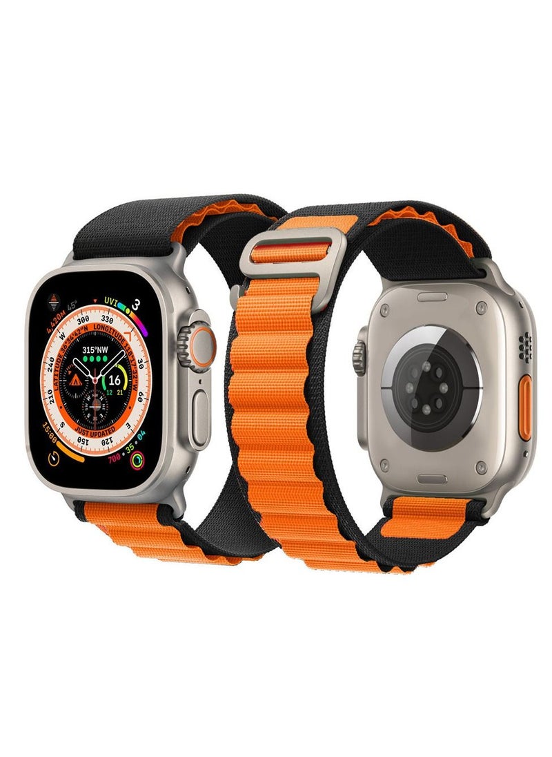 CATANES - Apple Watch Band 49mm 45mm 44mm 42mm Alpine Loop Band Women Men Adjustable with Metal G-Hook Strap for iWatch Ultra Series SE 8/7/6/5/4/3/2/1 Black Orange - Image 1