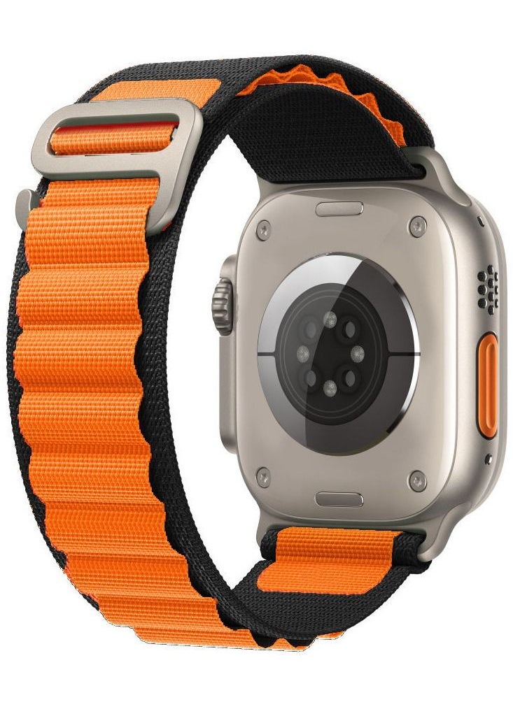 CATANES - Apple Watch Band 49mm 45mm 44mm 42mm Alpine Loop Band Women Men Adjustable with Metal G-Hook Strap for iWatch Ultra Series SE 8/7/6/5/4/3/2/1 Black Orange - Image 1
